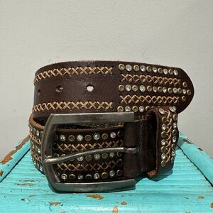 Bed Stu Tuscan Brown Stud Bling Leather Belt Size Small